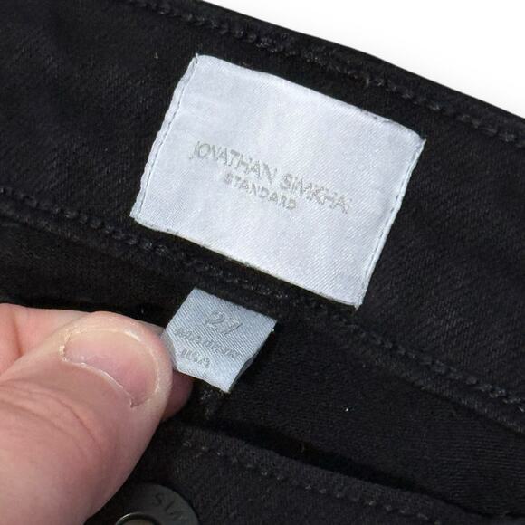 Jonathan Simkhai Black River High Rise Raw Hem Straight Leg Ankle Jeans Size 27 - Picture 4 of 10